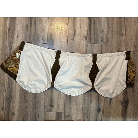 Vintage Waverly Paisley Pattern Scallop Lined Gathered Valance Curtain Tan & Bro - Picture 4 of 10